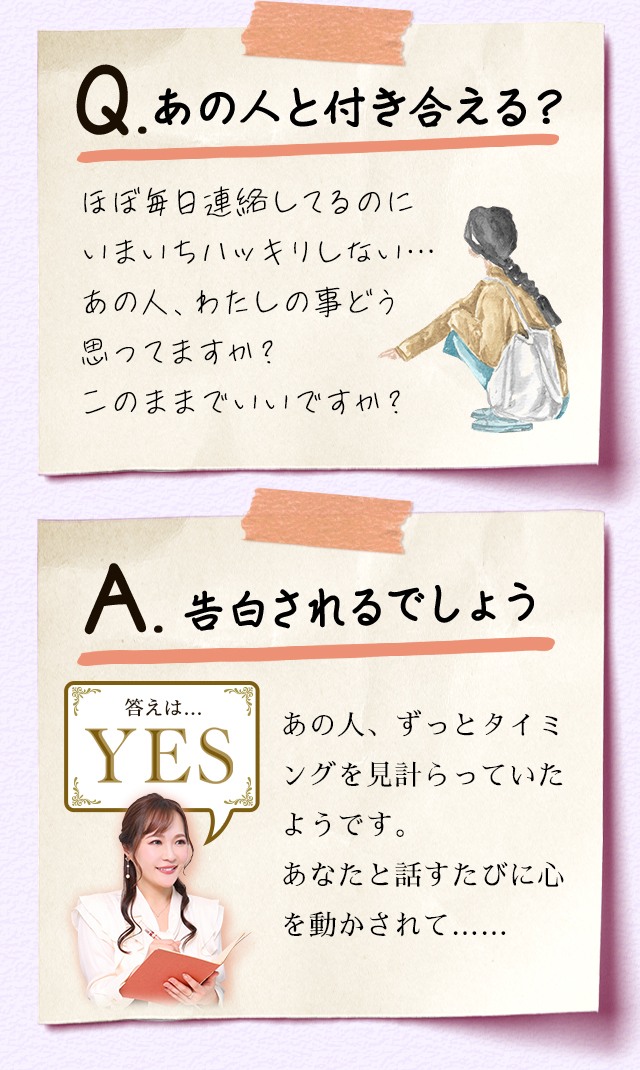 Q.あの人と付き合える？ A.告白されるでしょう
