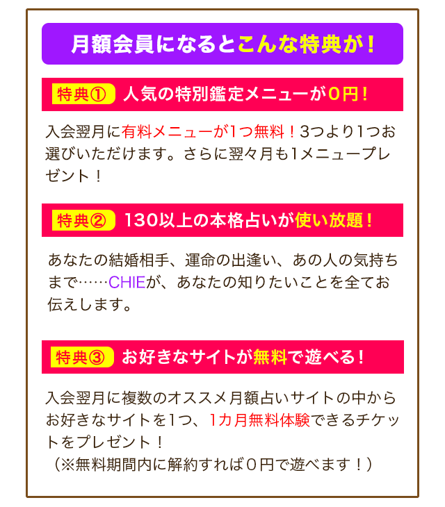 月額会員になるとこんな特典が!